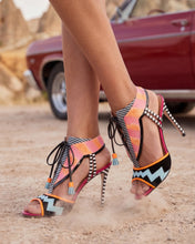 Load image into Gallery viewer, The Santa Amaro Multicolor T-Strap Lace-Up Leather Women Sandal