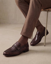 Load image into Gallery viewer, The Aurelio Brown Python &amp; Baby Buffalo Leather Penny Loafer