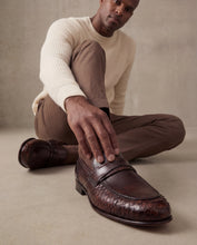 Load image into Gallery viewer, The Aurelio Brown Python &amp; Baby Buffalo Leather Penny Loafer