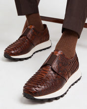 Load image into Gallery viewer, The Obsidian Tan  Python Leather Men Sneaker