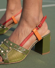 Load image into Gallery viewer, The Linea Green Leather Women Slingback Sandal