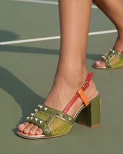 Load image into Gallery viewer, The Linea Green Leather Women Slingback Sandal
