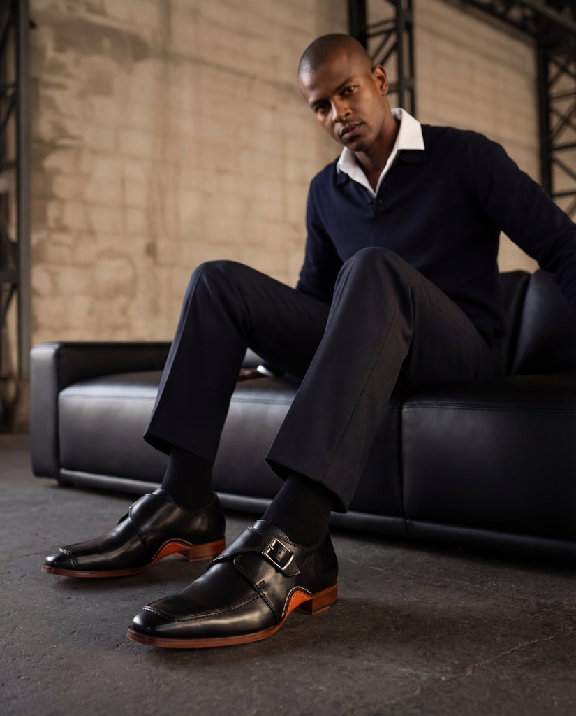 The Hagrid Black Single Monk Strap Handmade Men Shoe