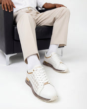 Load image into Gallery viewer, The Cenova White &amp; Gold Leather Men Sneaker