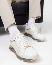 Load image into Gallery viewer, The Cenova White &amp; Gold Leather Men Sneaker