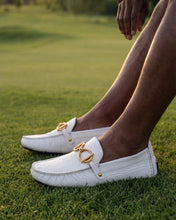 Load image into Gallery viewer, The Pisa White Leather Bit Drive Loafer Men Shoe