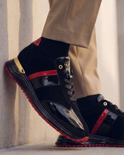 Load image into Gallery viewer, The Inferno Black &amp; Red Leather Men Sneaker