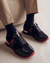 Load image into Gallery viewer, The Inferno Black &amp; Red Leather Men Sneaker