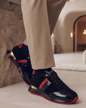 Load image into Gallery viewer, The Inferno Black &amp; Red Leather Men Sneaker