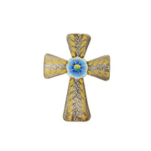 Load image into Gallery viewer, Painted Floral Cross- Blue Center