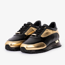 Load image into Gallery viewer, The Arda Black &amp; Gold Leather Men Sneaker