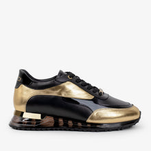 Load image into Gallery viewer, The Arda Black &amp; Gold Leather Men Sneaker