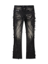 Load image into Gallery viewer, Frost Originals Distressed Rhinestone Stacked Jeans - Black Wash