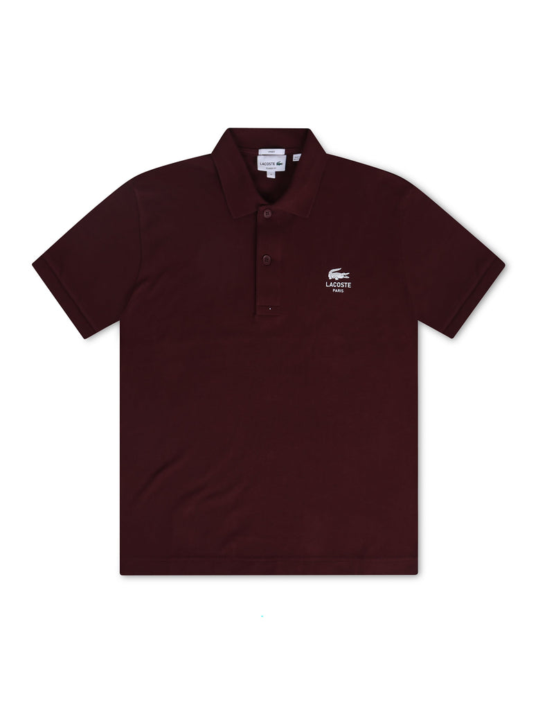 Lacoste Signature Print Polo Shirt - Bordeaux