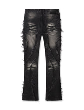 Load image into Gallery viewer, Frost Originals Distressed Rhinestone Stacked Jeans - Black Wash