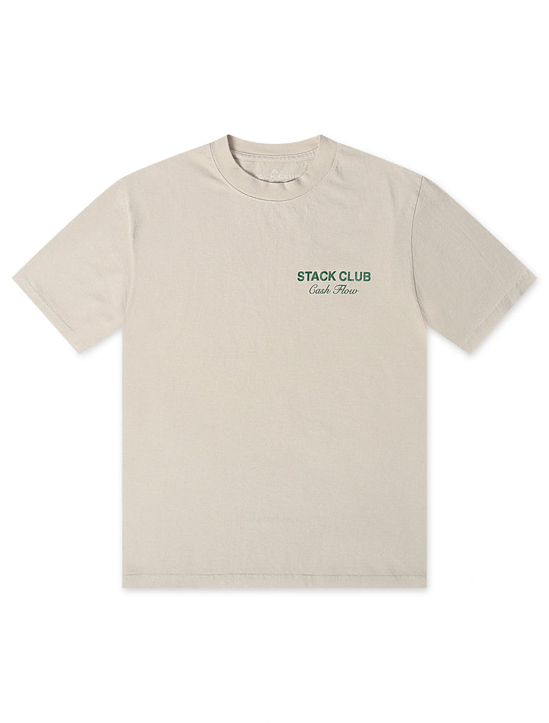 Stack Club Cash Flow Heavyweight Tee - Cream/Green