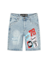 Load image into Gallery viewer, N.M.E NYC Highway 78 Stud Denim Shorts - Blue Wash