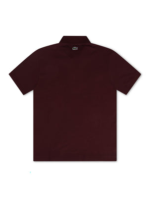 Lacoste Signature Print Polo Shirt - Bordeaux