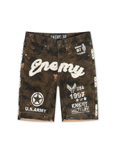 Load image into Gallery viewer, N.M.E NYC Enemy Army '97 Denim Shorts - Camo Wash