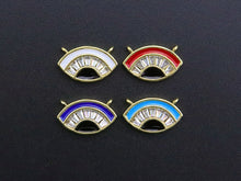 Load image into Gallery viewer, Enamel Evil Eye Connector Pendant, CZ Micro Pave Oil Drop pendant,Enamel pendant,Enamel Jewelry, 17x10mm, sku#F1051