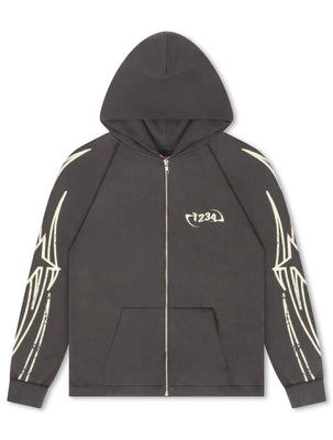 BLDG4 Streak Zip-up Hoodie - Charcoal Art