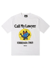 Load image into Gallery viewer, Market Studios Smiley Call My Lawyer Bear Tee - White
