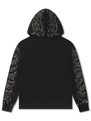 Revenge Tribal Skull Studded Zip-Up - Black/Silver