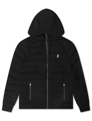 Psycho Bunny Mens Humphrey Hooded Puffer Jacket - Black