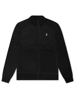 Psycho Bunny Mens Michael Mixed Media Zip Flannel - Black