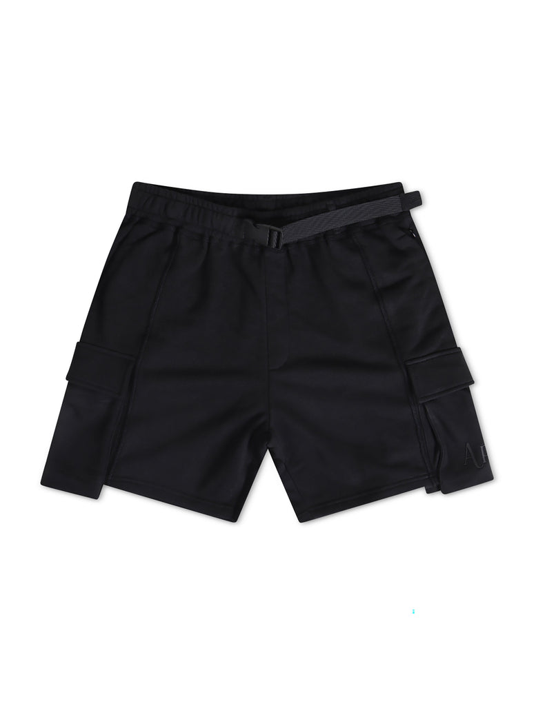 Apastime Vacation in Portugal French Terry Belted Shorts - Black