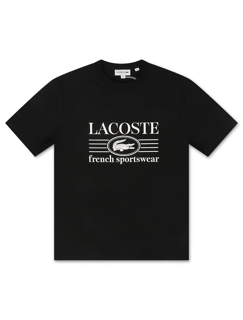 Lacoste Classic Fit Cotton Print Jersey Tee - Black