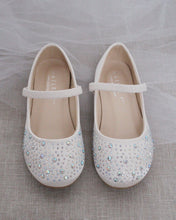 Load image into Gallery viewer, Satin Maryjane Flats With Rhinestones Embellishment