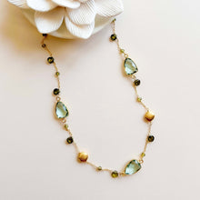 Load image into Gallery viewer, Green Amethyst Gold Bezel Chain