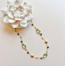 Load image into Gallery viewer, Green Amethyst Gold Bezel Chain