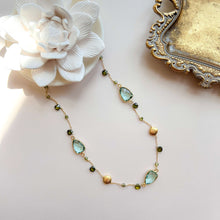 Load image into Gallery viewer, Green Amethyst Gold Bezel Chain