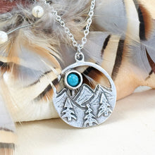 Load image into Gallery viewer, Turquoise Mountain Necklace Round Nature Inspired Boho Western Jewelry Silver Bronze