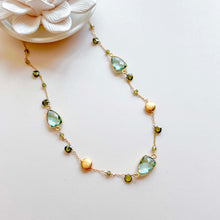 Load image into Gallery viewer, Green Amethyst Gold Bezel Chain