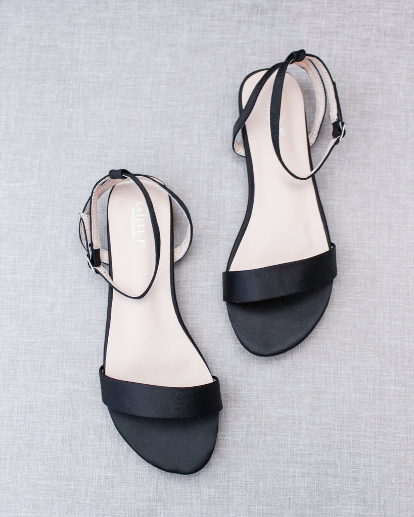 Girls Satin Flat Sandal with Ankle Strap