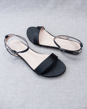 Load image into Gallery viewer, Girls Satin Flat Sandal with Ankle Strap