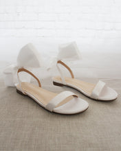 Load image into Gallery viewer, Girls Satin Flat Sandal with Wrapped Satin Tie