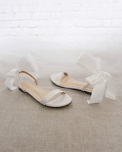 Load image into Gallery viewer, Girls Satin Flat Sandal with Wrapped Satin Tie