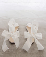 Load image into Gallery viewer, Girls Satin Flat Sandal with Wrapped Satin Tie