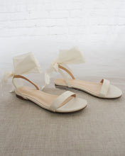 Load image into Gallery viewer, Girls Satin Flat Sandal with Wrapped Satin Tie