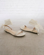 Load image into Gallery viewer, Girls Satin Flat Sandal with Wrapped Satin Tie