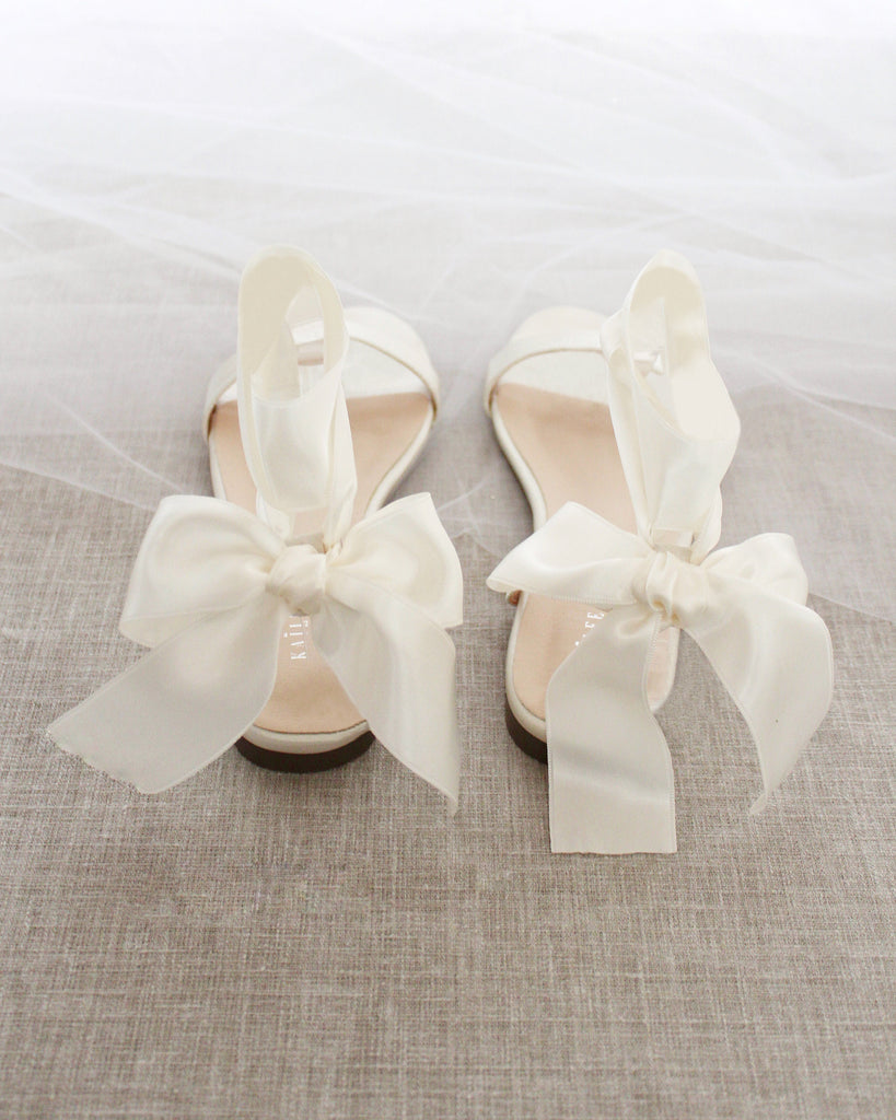 Girls Satin Flat Sandal with Wrapped Satin Tie
