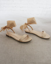 Load image into Gallery viewer, Girls Satin Flat Sandal with Wrapped Satin Tie
