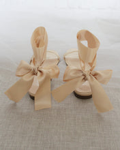 Load image into Gallery viewer, Girls Satin Flat Sandal with Wrapped Satin Tie