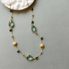 Load image into Gallery viewer, Green Amethyst Gold Bezel Chain