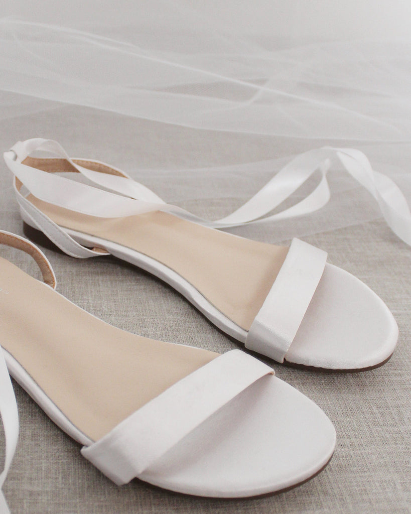Girls Satin Flat Sandal with Ballerina Lace Up