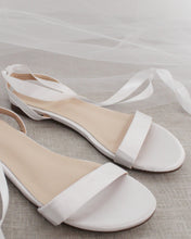Load image into Gallery viewer, Girls Satin Flat Sandal with Ballerina Lace Up